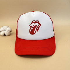 Red Lip Print Trucker Hat Sunshade Baseball Cap Lightweight Dad Hats Women