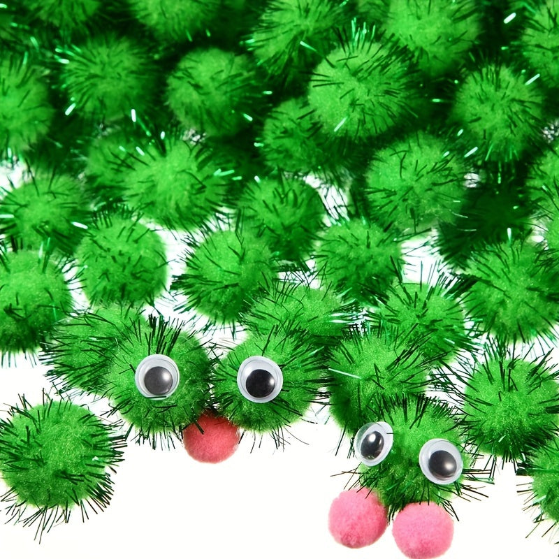 100pcs Glitter Fuzzy Pom Balls Halloween Craft DIY Party Decoration