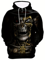Men's Skull Graphic Hoodie Active Breathable 3D Print Hooded Shirt