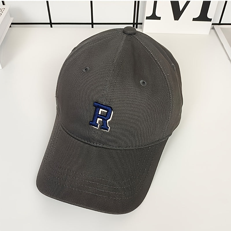 Men's R Letter Embroidery Baseball Cap Sun Hat Casual Style Hat