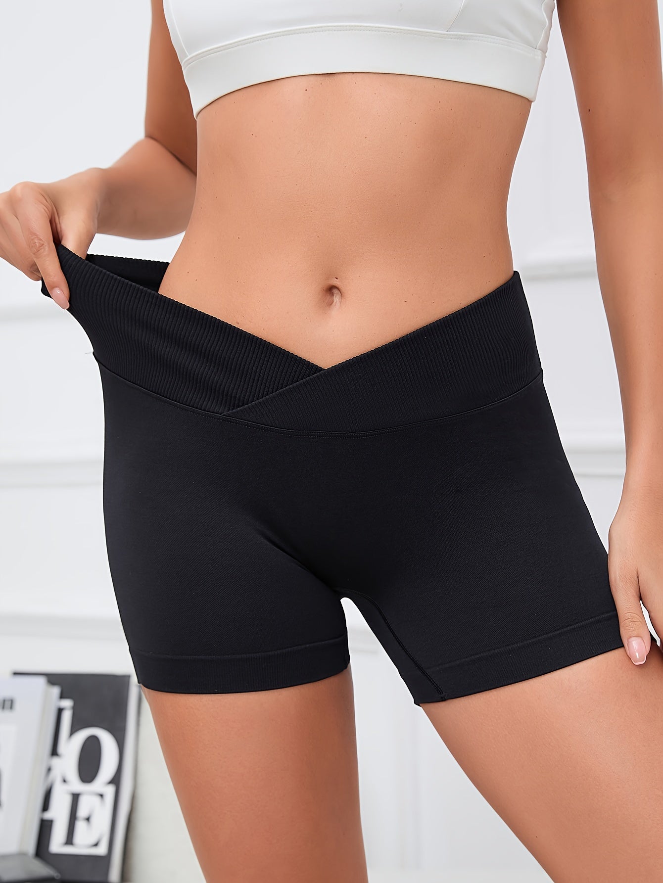 High Stretch Cross Waist Yoga Shorts for Women