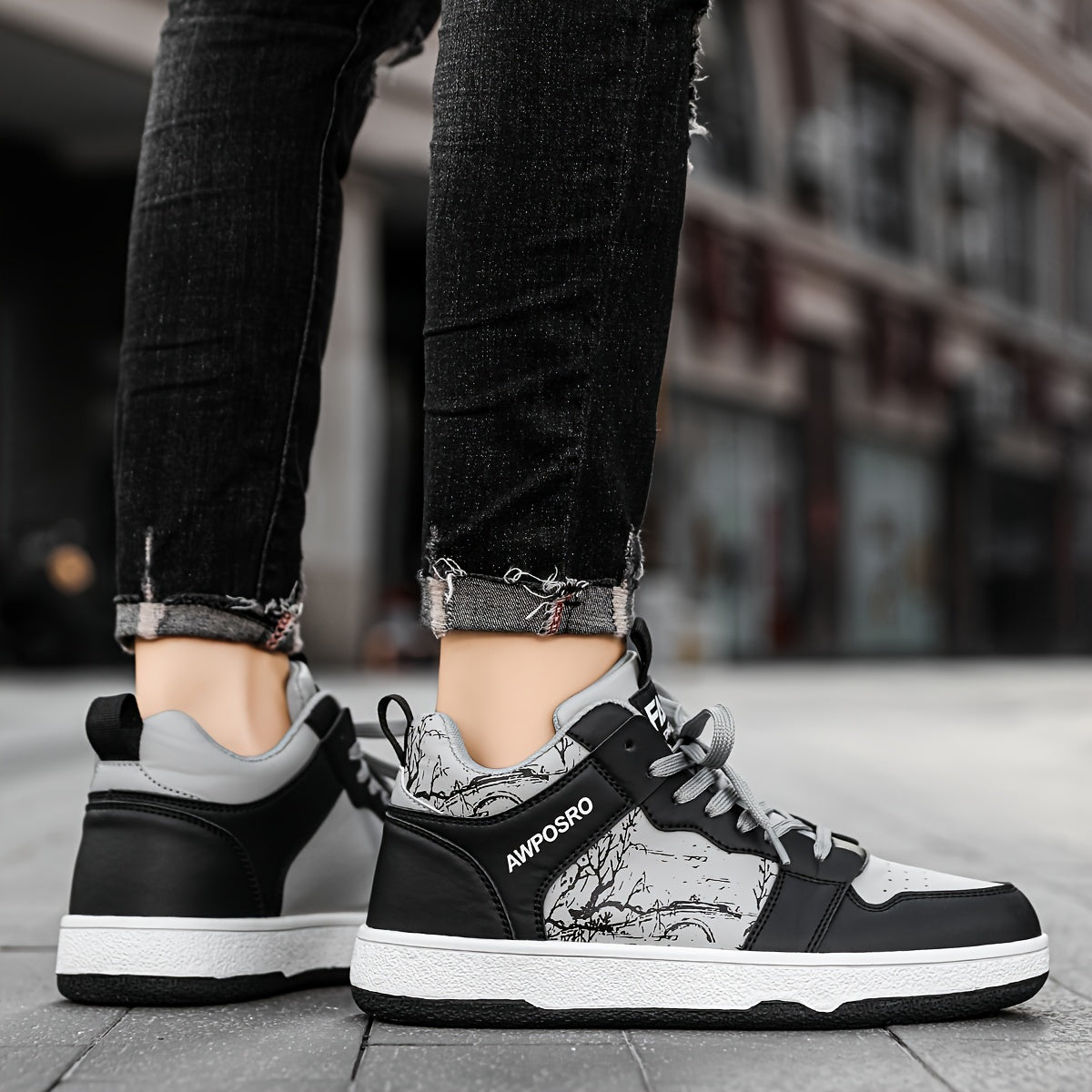 Men's Non-Slip Lace Up Skate Shoes for Outdoor Activities