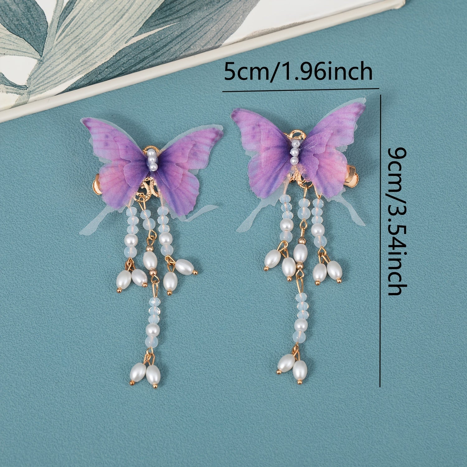 Butterfly Antique Tassel Hair Clip Colorful Tulle Beaded Hairclip