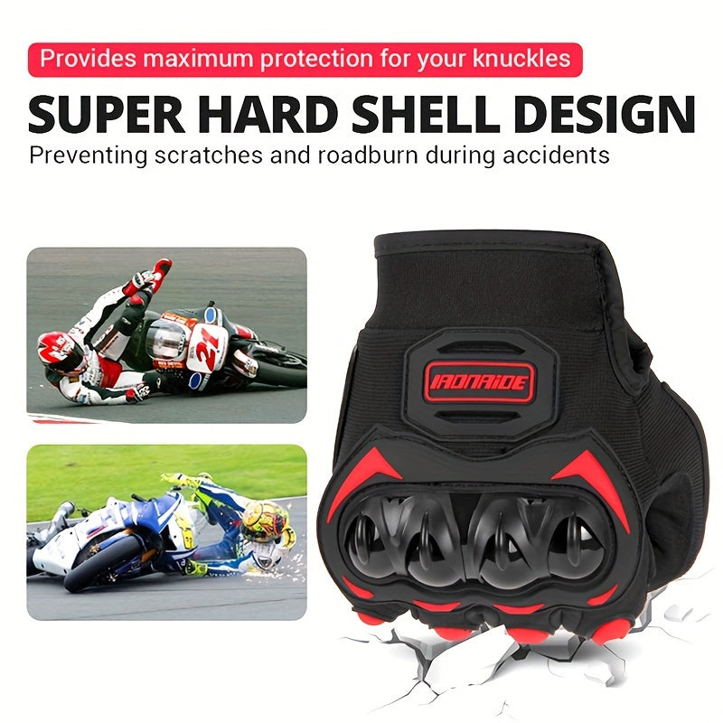 Touch Screen Motorcycle Riding Gloves with Hard Knuckle Protection