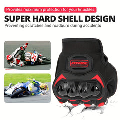 Touch Screen Motorcycle Riding Gloves with Hard Knuckle Protection