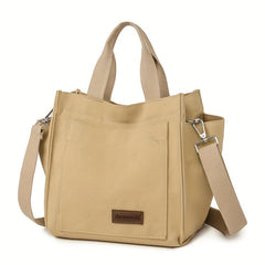 Letter Patch Canvas Crossbody Bag Women's Handbag