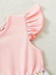 Toddler Baby Flutter Sleeve Butterflies Print Pleated Dress