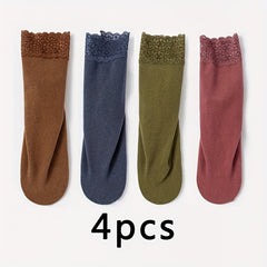 8 Pairs Lace Stitching Socks Comfy Warm Mid Tube Women's Stockings