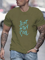Just Stay Print Men's Graphic Crew Neck Active T shirt