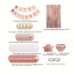 Rose Golden Birthday Party Decorations Kit - 42pcs