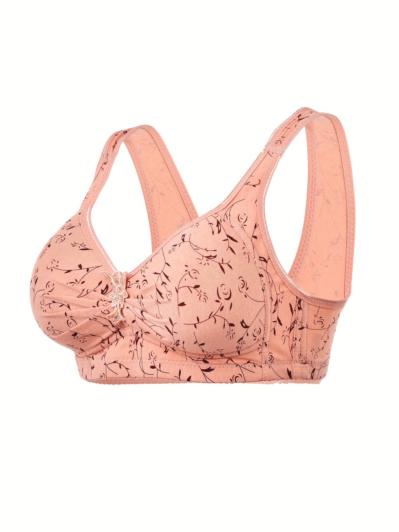 Floral Print Wireless Bras Comfy Stretchy Intimates Women's Lingerie