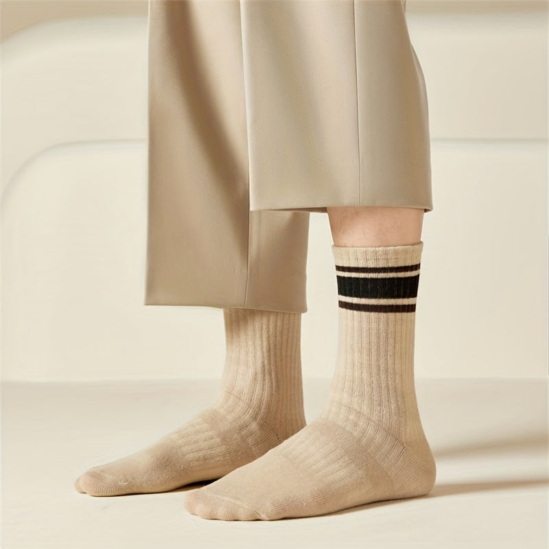10 Pairs Colorblock Stripe Print Ribbed Socks Women's Stockings