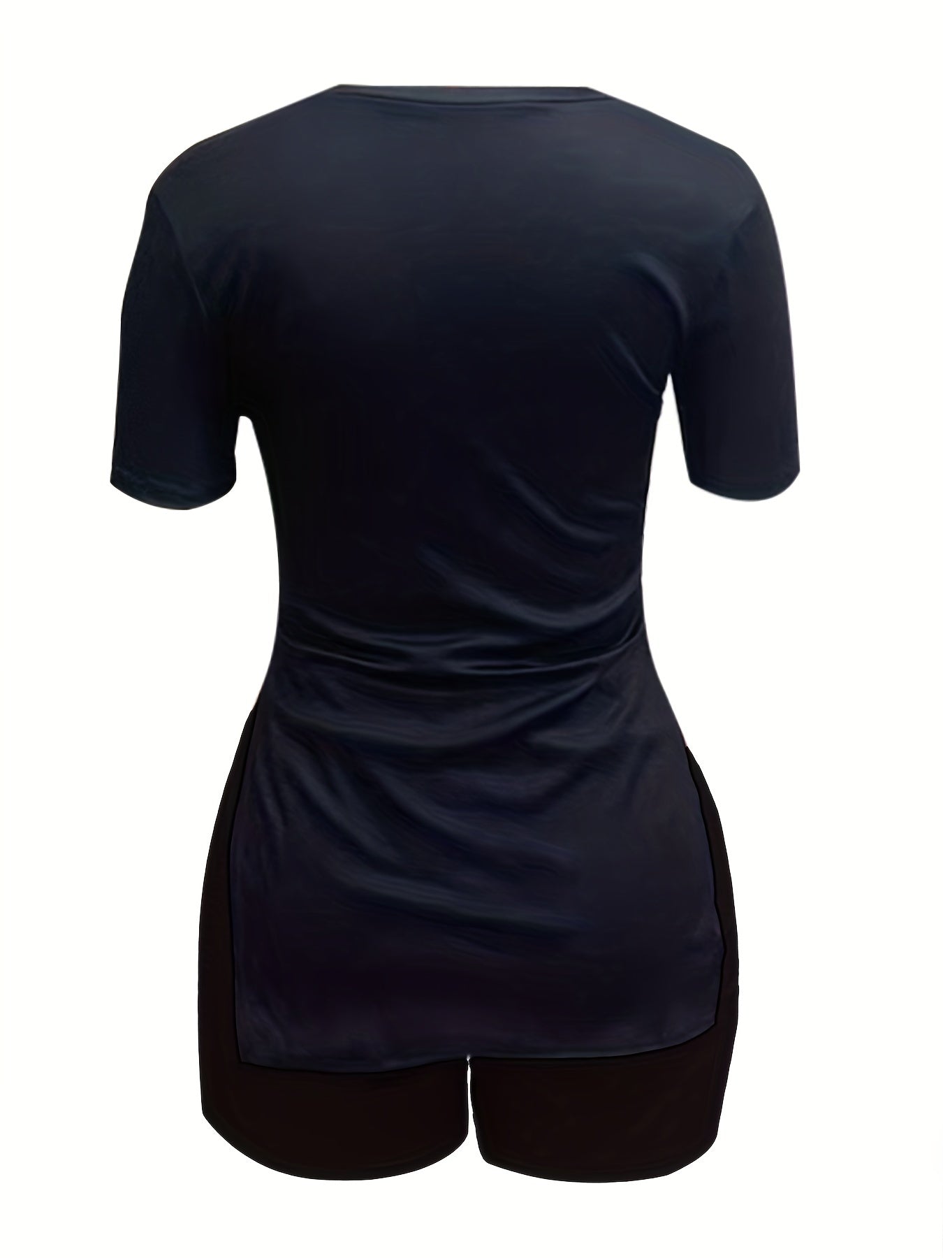 Letter Print Short Sleeve T-shirt & Skinny Shorts Set