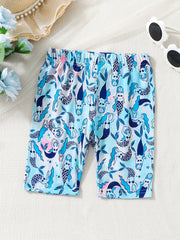 5pcs Kid Girls Bike Shorts Mermaid Tie-Dye Patterns Plain Colors