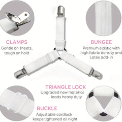 4pcs Bed Sheet Holder Straps Fitted Sheet Straps 7-17in