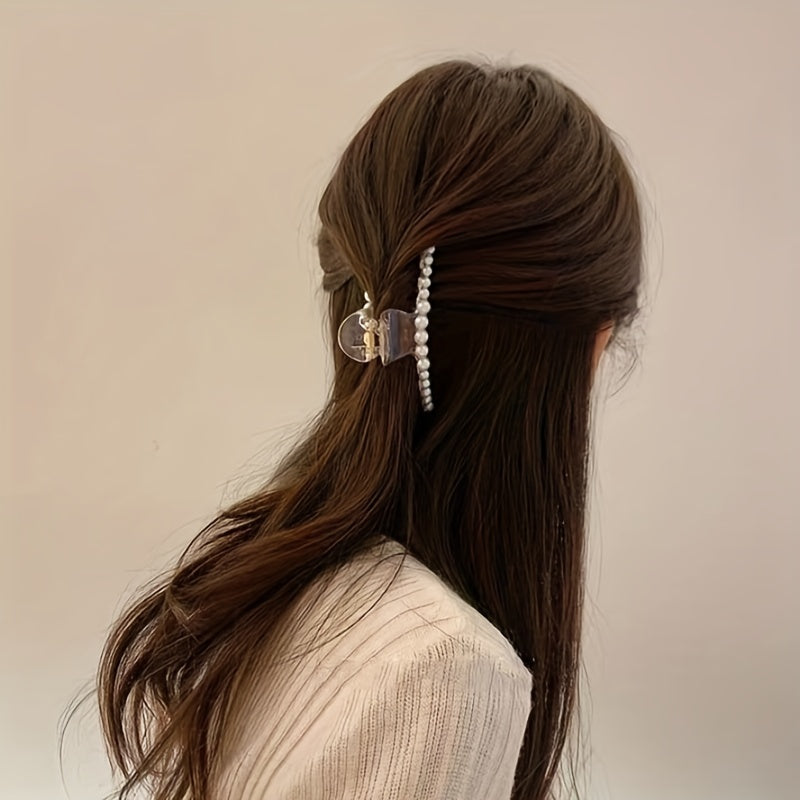 Pearl Hair Claw Plastic Hair Clip Decorative Hair Accessory For Women