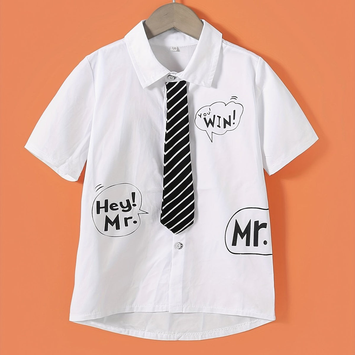 Boys Short Sleeves Tie Shirt Preppy Style Summer Kids Clothes