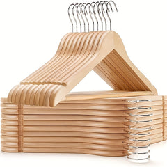 6pcs Slim Wooden Hangers 360&deg; Rotating Hooks Solid Wood Shoulder G