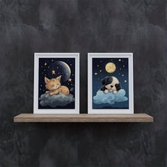 Sleepy Time For Baby Animals Poster A5 8.3x5.9 - Room Decor