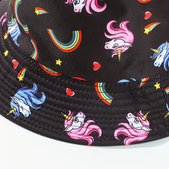 Unicorn Print Bucket Hat Reversible Fisherman Cap