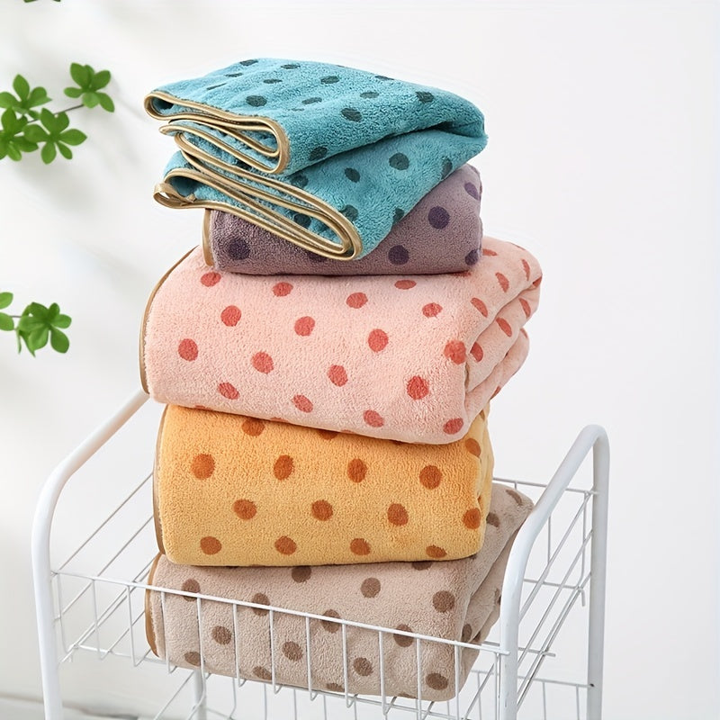 Polka Dot Microfiber Towel Set, 2pcs, Soft & Absorbent