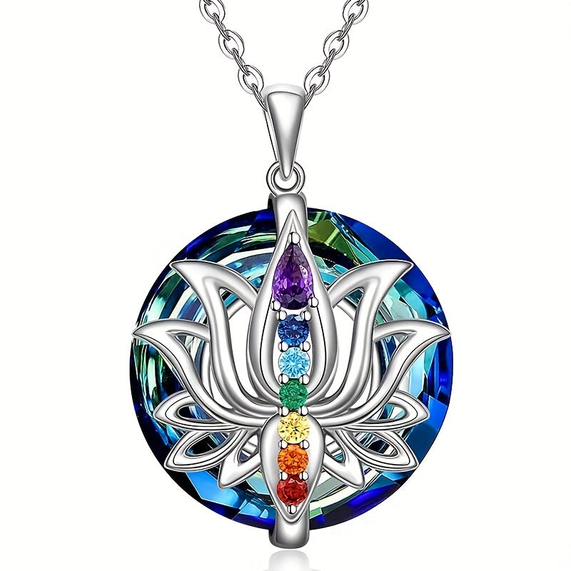 7 Chakra Necklace Lotus Pendant Yoga Chakra Healing Stone Bar Necklace