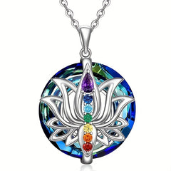 7 Chakra Necklace Lotus Pendant Yoga Chakra Healing Stone Bar Necklace