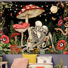 Mushroom Skull Tapestry Halloween Decor