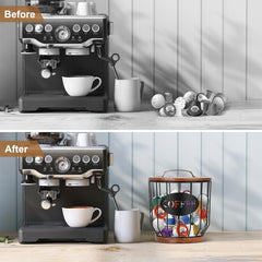 Rustic Coffee Filter Holder With Lid - Coffee Filter Storage Container Basket