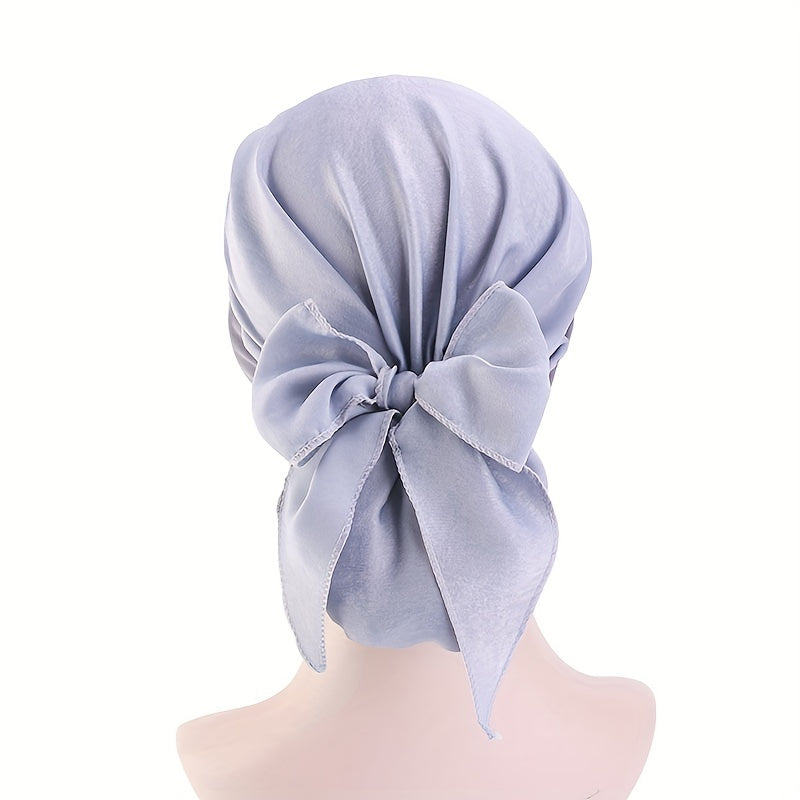 Silk Head Scarf Elastic Turban Cap Solid Sleep Night Cap Women Hijab Bonnet