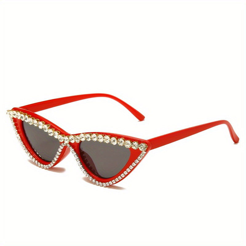 Rhinestone Cat Eye Frame Sunglasses UV Protection Small Glasses