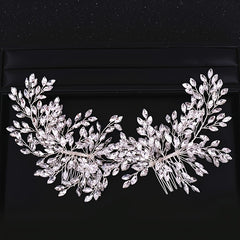 Bridal Hair Comb Silver & Golden Rhinestone Crystal Wedding