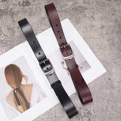 Women Leather Belts For Jeans Pants Dress Belt With Metal Pin Buckle
