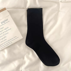 3 Pairs Solid Socks Comfy & Soft All match Socks Women's Stockings
