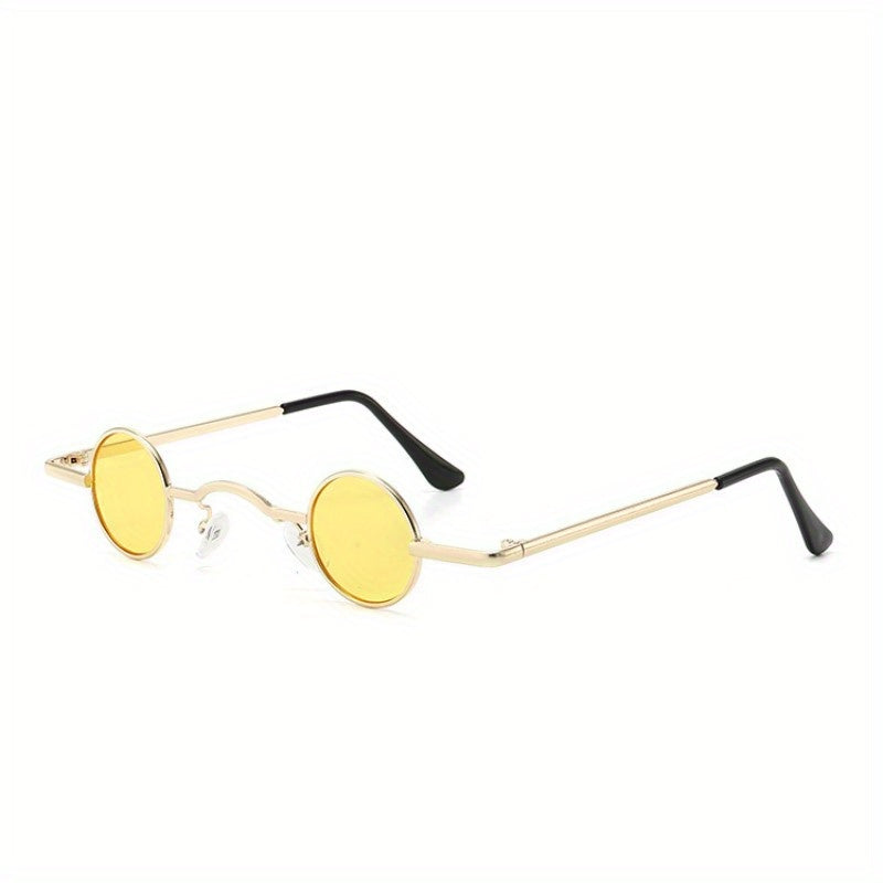 Y2K Round Tinted Sunglasses Steampunk Metal Glasses UV400
