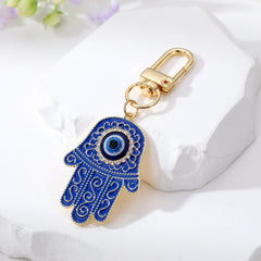 Evil Eye Keychain for Women Zircon Fatima Hand Eye Bag Car Key Accessories