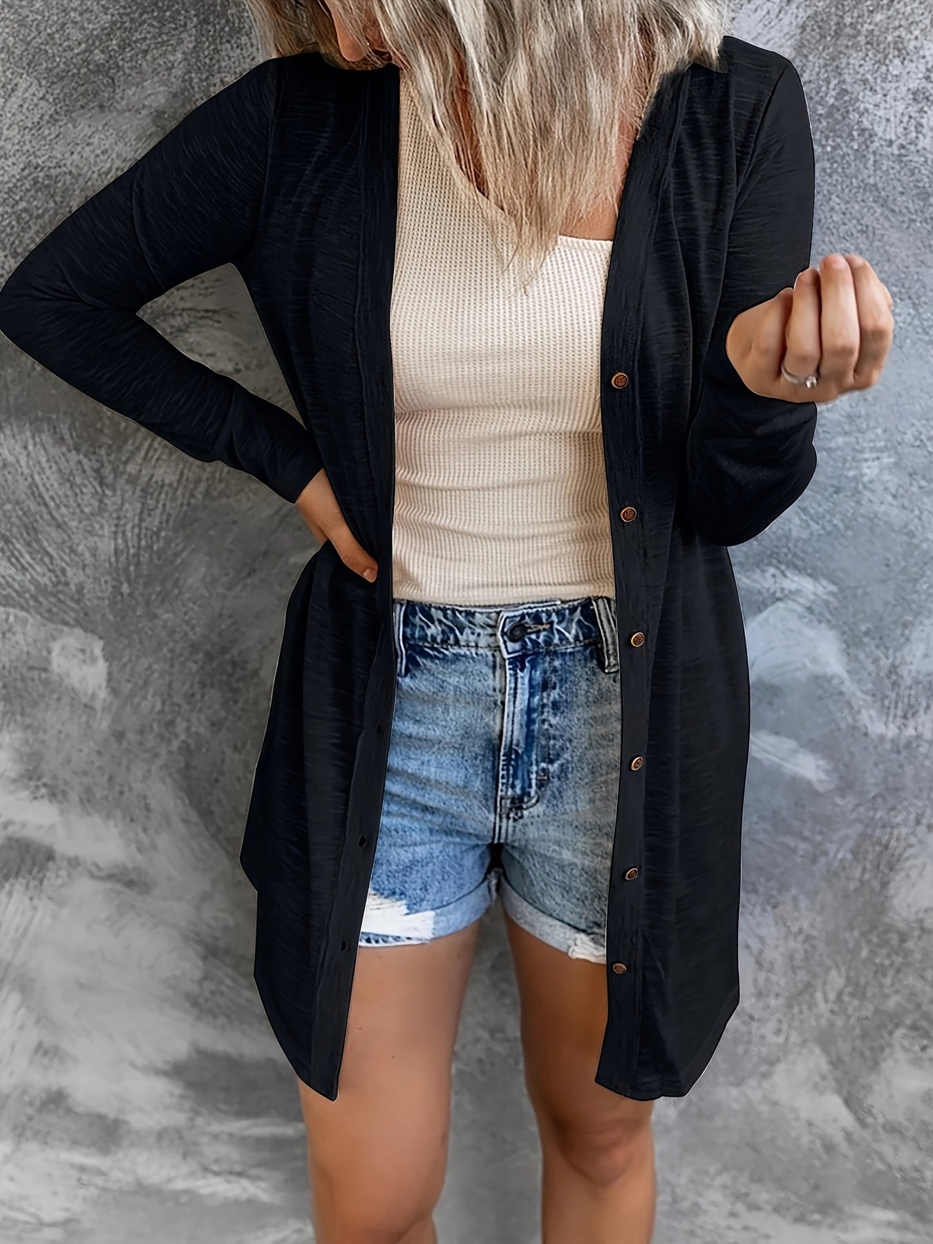  Casual Cover Up Women's Plus Button Up Cardigan