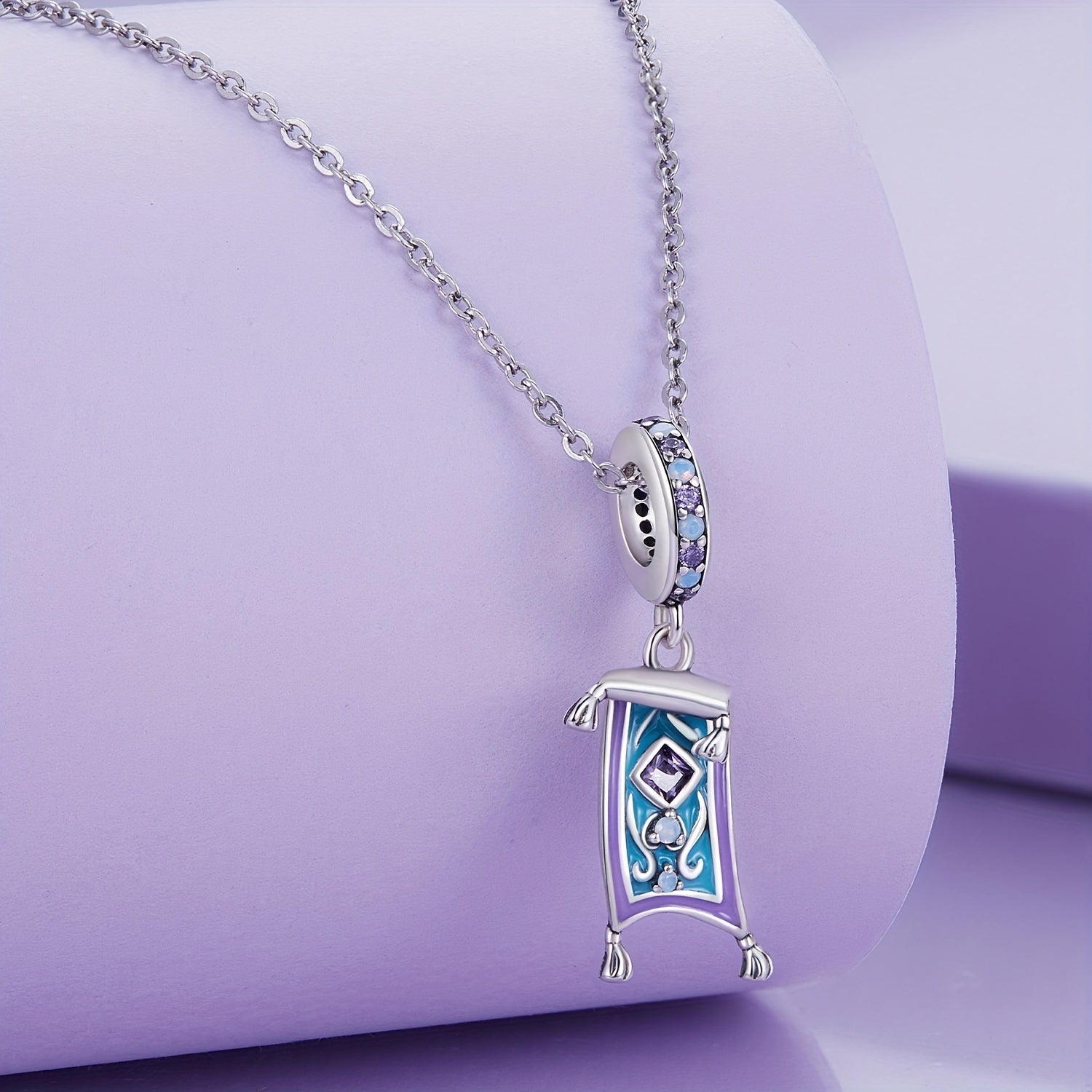 925 Sterling Silver Purple Magic Carpet Charm Pendant for Bracelet