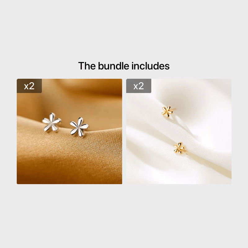 Small Floral Stud Earrings in Golden and Silver