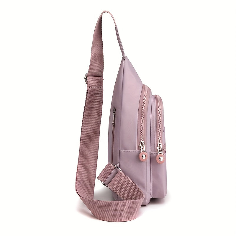 Nylon Single Zipper Chest Bag Casual Sling Bag