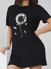  Casual Dress Women's Plus Slogan & Skull Print Short Sleeve R
