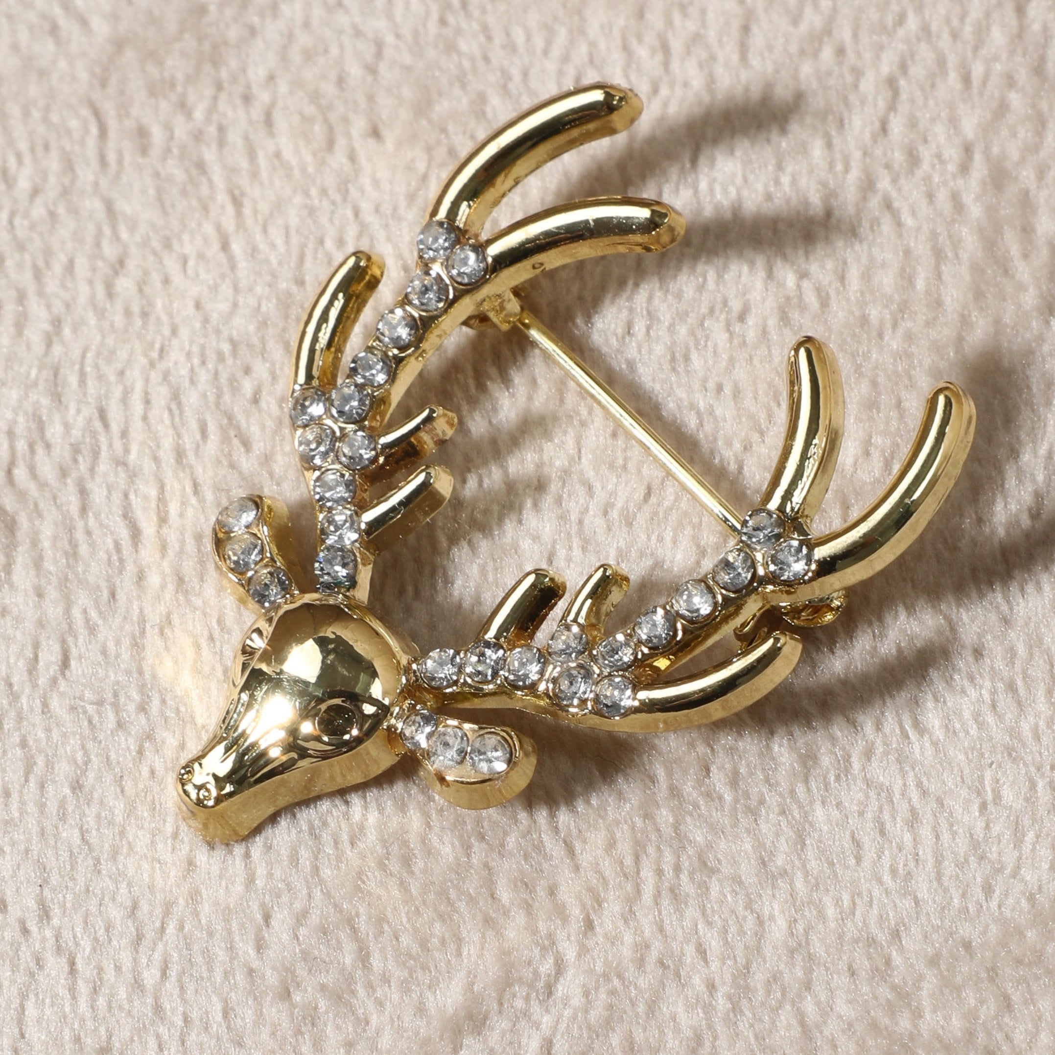 Rhinestone Plum Deer Multifunctional Pin Brooch for Men