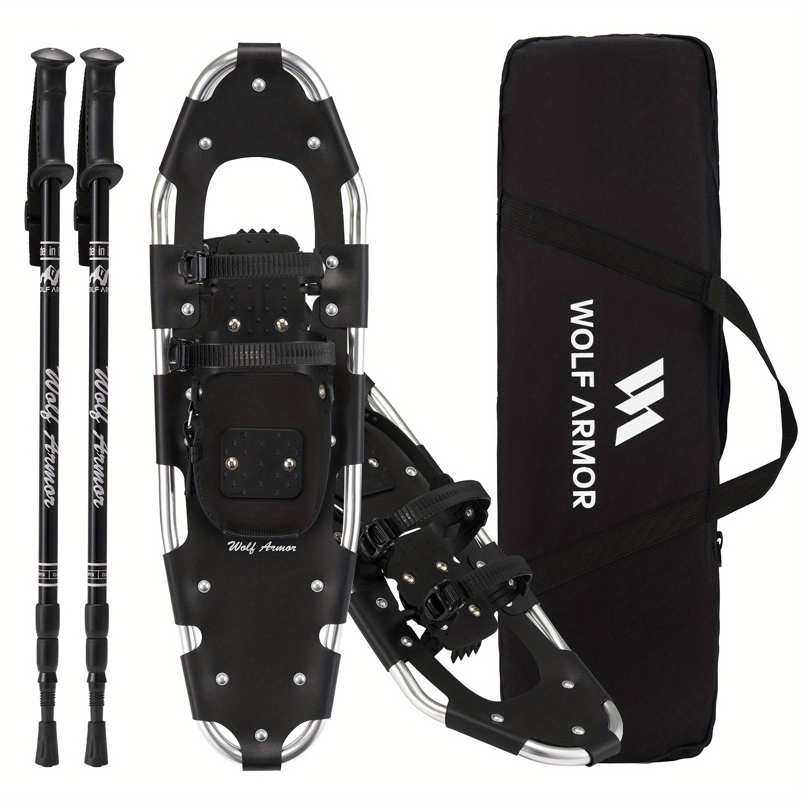Lightweight Snowshoes Aluminum Snow Shoes w/ Trekking Poles & Bag