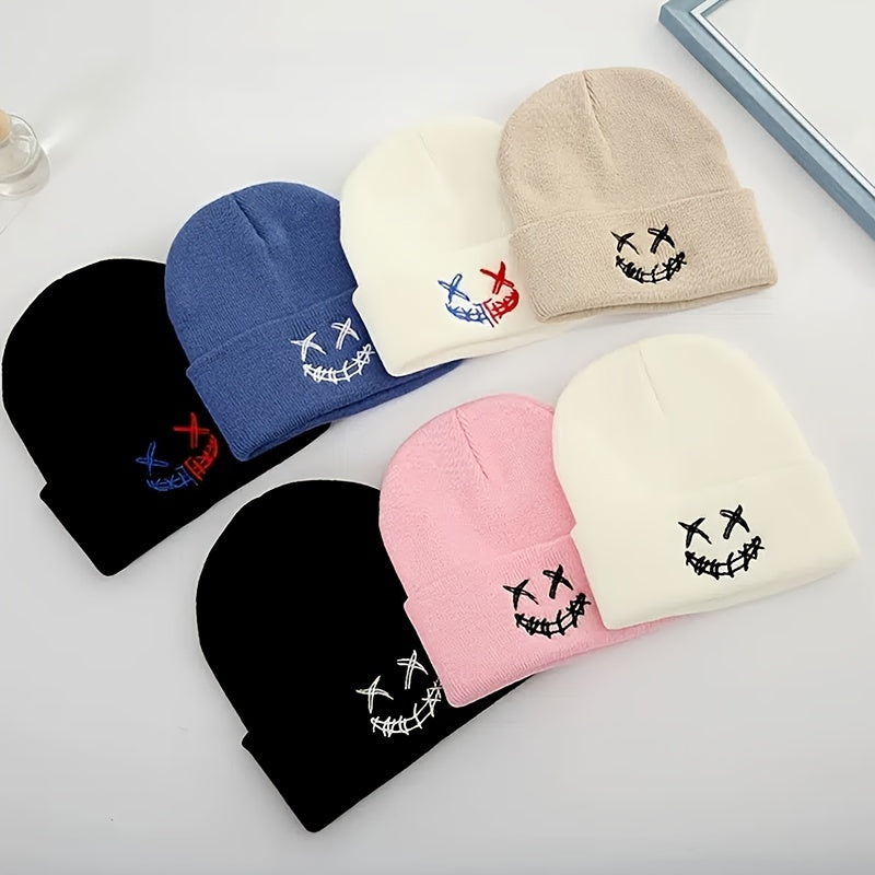 Embroidered Slouchy Knit Beanie Hat Winter Skull Cap Soft Stocking Hat