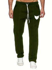 Heart Pattern Casual Drawstring Pants for Men