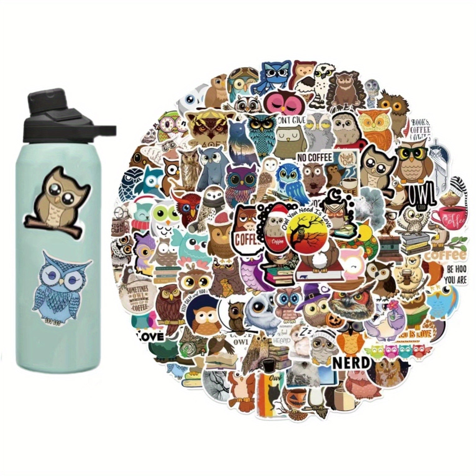100pcs Waterproof Owl Stickers Wall Decals Wisdom Clever Animal Vinyl Stickers