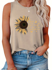  Sunflower Print Tank Top