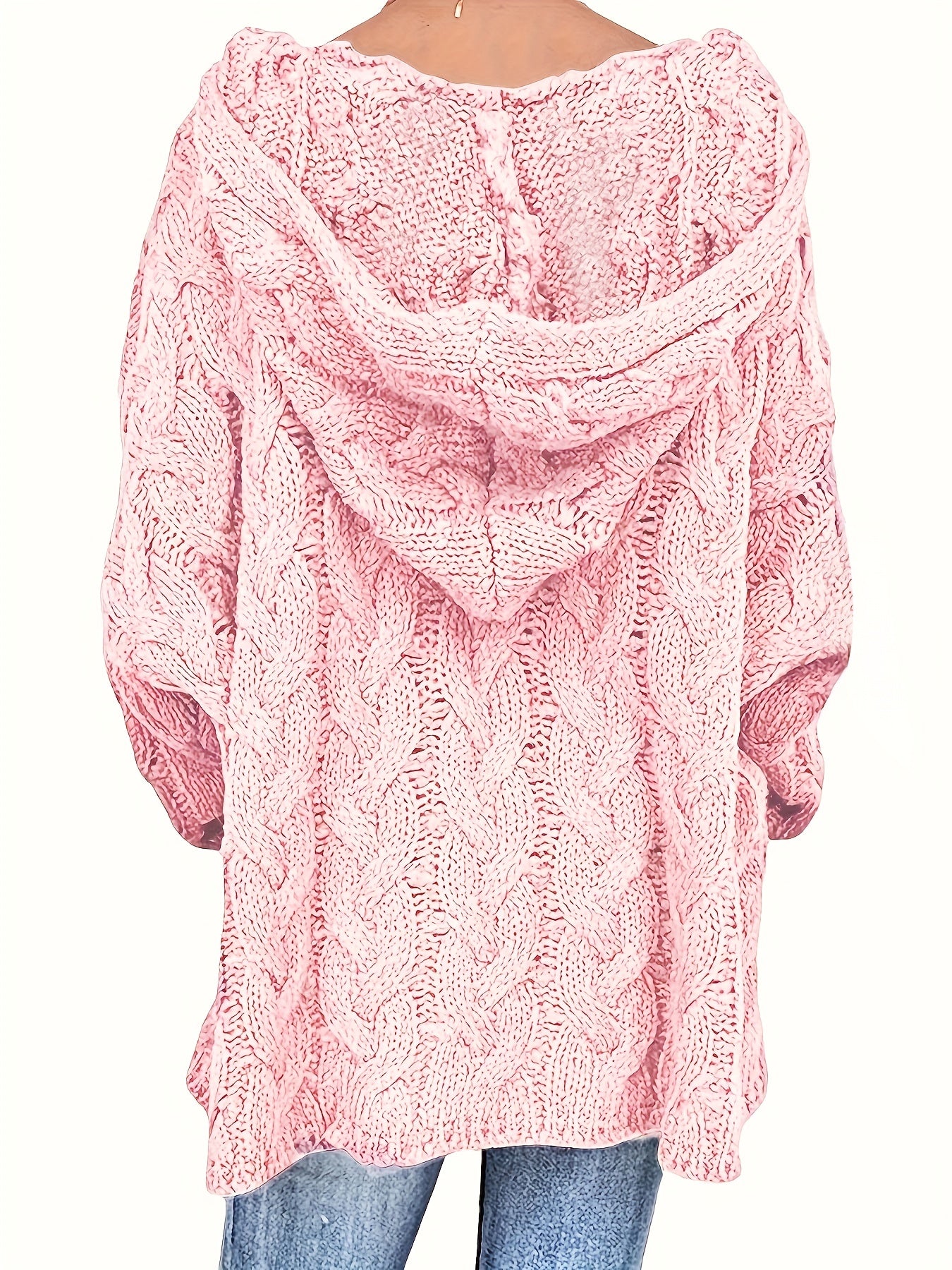  Casual Sweater Women's Solid Hooded Knitted Pullover Jumper