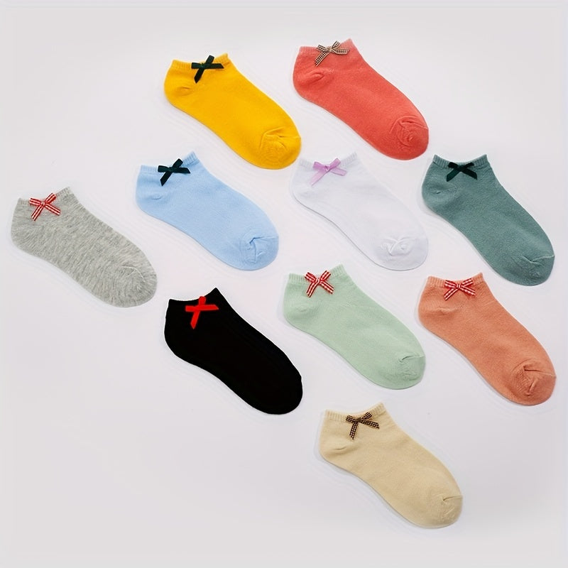 10 Pairs Bow Tie Socks Soft Lightweight Ankle Socks Women's Stockings