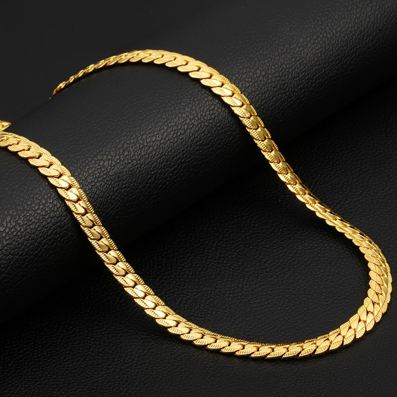Classic Men's Whip Necklace 5mm Wide Golden Plated Silver for Birthday Party